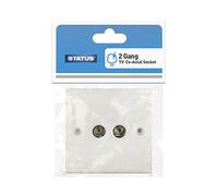 Double antenne TV coaxiale 2 prises standard Blanc à bord carré