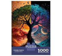 Double Arbre Coucher de Soleil Lune 1000 Pièces Puzzle Premium Puzzle Classique Carton Haut De Gamme - Anti-Stress, Déco Murale, Cadeau Parfait pour Femmes, Hommes Et Seniors 52x38cm/1000pcs