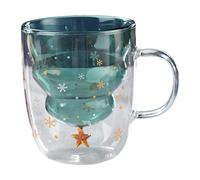 Double arbre de Noël en verre avec couvercle résistant aux enfants 300 ml tasse à lait haute température en borosilicate transparent pour café couvercle pour boissons chaudes