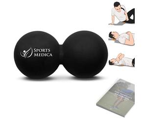 Double balle de massage en forme de cacahuète noir, conçu par un médecin - Parfaite pour le traitement des points gâchettes, les blessures et la récupération - SÉRIE VIDÉO et MANUEL GRATUIT INCLUS