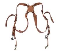 Double bandoulière pour Appareil Photo, Sangle de Harnais en Cuir, Accessoires de Photographie, Gilet d'attache de sécurité Confortable avec Clip à Boucle pour Le Transport (Épaules-Marron)