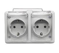 Double base Schuko. Double base étanche pour extérieur IP54.