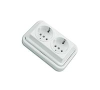 Double base sup - Base de support avec deux ports, couleur blanche, design élégant, idéal pour les installations électriques modernes