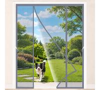 Double Battant Moustiquaire Porte Magnétique Gris 290x290cm Conception pliable pour un rangement facile hors saison pour Espaces Intérieurs et Extérieurs XL