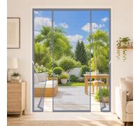 Double Battant Porte Moustiquaire Magnétique 140x200cm Facile à Installer Sans Percer Pour portes à double ouverture balcon et terrasse Gris