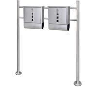Double boîte à lettre sur support en acier inoxydable