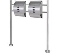 Double boîte à lettre sur support en acier inoxydable Gris G