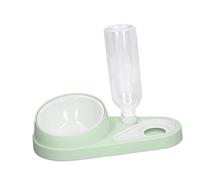 Double Bol d'alimentation pour Chat, Ensemble de Bols pour Animaux de Compagnie Amovibles 2 en 1 en Céramique Inclinés à 15 Degrés pour la Maison (Vert crème)