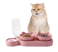 Double Bol De Nourriture Pour Animaux De Compagnie - Mangeoire À Animaux De Compagnie 15 ° Avec 2 Bols | Dish Cat Bol Avec Distributeur D'eau | Bouteille D'eau Automatique De 500 Ml | Pas De Dénigreme