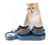 Double Bol De Nourriture Pour Animaux De Compagnie - Mangeoire À Animaux De Compagnie 15 ° Avec 2 Bols | Dish Cat Bol Avec Distributeur D'eau | Bouteille D'eau Automatique De 500 Ml | Pas De Dénigreme