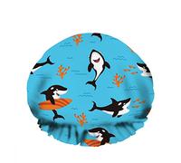 Double bonnet de bain imperméable à l'eau dessin animé différentes émotions poisson baleines prédation mammifère poisson Palying réutilisable mode chapeau de douche pour femmes beauté, bain cheveux