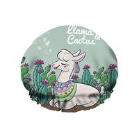 Double bonnet de bain imperméable à l'eau doux cactus coeurs mignon amour sourire lama dessin animé réutilisable mode chapeau de douche pour femmes beauté, bain cheveux spa, maison hôtel voyage util