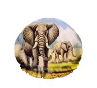 Double bonnet de bain imperméable à l'eau éléphant animal Afrique herbe jaune paysage prairie nature réutilisable mode chapeau de douche pour femme beauté, bain cheveux spa, maison hôtel voyage util