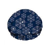 Double bonnet de bain imperméable à l'eau flocons de neige blancs étincelants beau dessin animé luminescence bleu clair réutilisable mode chapeau de douche pour femmes beauté, bain cheveux spa, mais