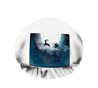Double bonnet de douche imperméable à l'eau bleu ciel flocons de neige pleine lune père noël cerf réutilisable mode chapeau de douche pour femmes beauté, bain cheveux spa, maison hôtel voyage utilis