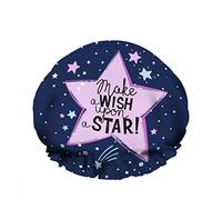 Double bonnet de douche imperméable à l'eau Make Wish Upon Star Beautiful Dream Fairy Letter Réutilisable Fashion Shower Hat pour femme Beauté, BathHair Spa, Home Hotel Travel Use