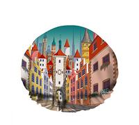 Double bonnet de douche imperméable pour le bain paysage urbain ancien château dessin animé rue bâtiment ville réutilisable mode chapeau de douche pour les femmes beauté, bain cheveux spa, maison hô