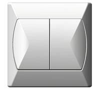 Double bouton - Grand interrupteur de base pour éclairage intérieur - Plaque murale à clic - Blanc