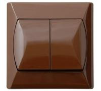 Double Bouton Interrupteur D'éclairage Intérieur Cliquer Plaque Murale Marron