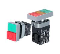Double bouton poussoir interrupteur 24V 220V 12V AC marche arrêt start stop | Double bouton poussoir à voyant, 10A 600VAC, 1NO+1NC momentané, lampe 6-380V, trou 22mm, panneau 0,5cm.(2NO with Light,12V)