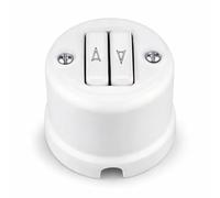 Double bouton poussoir rétro en porcelaine - Tout-en-un - Série QR1 - Blanc