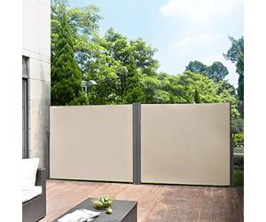 Double Brise-Soleil Garde-Vue Pare-Soleil Cache Terasse Jardin Balcon Protection Solaire et Contre Le Vent Résistant aux UV Métal Polyester Sable 160 x (2 x 300) cm