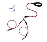Double Bungee Dog Leash,360° Swivel No Tangle Leash 2/3 Dogs,2/3 Dog No Tangle Heavy Duty,Safe Comfy for Large Medium Dogs for Running Walking Training (Red,Two)