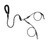 Double câble pour deux chiens, laisse résistante et réglable pour deux chiens sans nœuds, accessoire pour animaux de compagnie avec absorption des chocs pour promenades et voyages et sacs à déjections