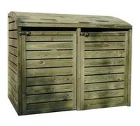 Solid Cache-poubelle double en bois de pin traité 145 x 92 x 95 cm - S752LD