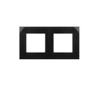 Double cadre en verre - MCE729B - Panneau 157x86mm pour prise de courant murale - modulaire - encastrable - noir