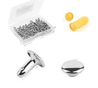 Double Cap Métal Rivets Cuir Boîte En Plastique Goujons Doigtier Pour Cuir Artisanat Réparation Décoration 100sets-silver 6mmx6mm