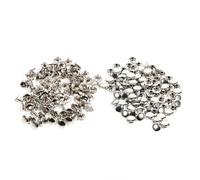 Double Cap Rivets 100 Sets | 8x10mm Iron Metal Studs for Leather Craft/Bag Repair/DIY Projects | 3 Colors Gold Silver Bronze Decorative Rivets (Argent)