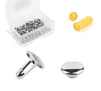 Double capuchon métal Rivets cuir plastique boîte goujons doigt lit pour cuir artisanat réparation décoration 100 ensembles-argent 8mmx7mm