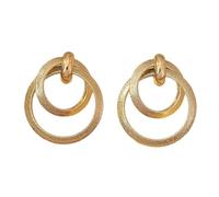 Double cercle texturé or Drop boucles d'oreilles Rock mat Double cercle Stud mode déclaration bijoux pour les femmes adapté pour les fêtes, les dîners, le travail et la vie quotidienne