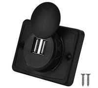 Double chargeur de voiture USB, 5V/3.1A étanche noir ABS voiture double port USB chargeur prise 12V LED