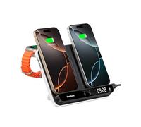 Double Chargeur Induction pour iPhone 17/Air/16/15/14/13/12, Station de Charge Pliable pour Apple Watch 11/10/9/8/7/6/Ultra 3/SE 3 & AirPods 4/Pro 3, Chargeur sans Fil pour 2 iPhone, SwanScout 710A