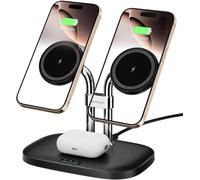 Double Chargeur Induction Pour Iphone, 706m, Magnétique Chargeur Sans Fil Pour Iphone 16/15/14/13/12 Séries, Station De Charge Pour Airpods 4/Pro 2/Pro/3, Chargeur Double (Black)