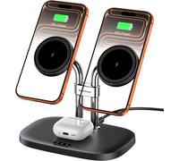 Double Chargeur Induction Pour Iphone, 706m, Magnétique Chargeur Sans Fil Pour Iphone 16/15/14/13/12 Séries, Station De Charge Pour Airpods 4/Pro 2/Pro/3, Chargeur Double (Black)
