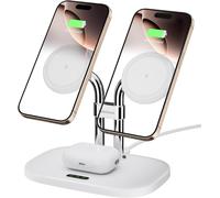 Double Chargeur Induction Pour Iphone, 706m, Magnétique Chargeur Sans Fil Pour Iphone 16/15/14/13/12 Séries, Station De Charge Pour Airpods Pro 2/Pro/3, Chargeur Double (White)