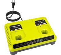 Double chargeur P117 18 V, chargeur rapide compatible avec batterie Ryobi 12 V-18 V ONE+ P117 P118 pour batterie Ryobi 18 V Max Lithium NiCd P100 P102 P103 P105 P107 P108