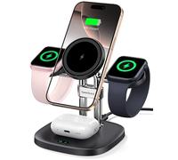 Double Chargeur pour Apple Watch 10, Chargeur Induction pour iPhone 17/16/15/14/13/12 Series, Station de Charge pour Apple Watch 9/8/7/6/5/4/3/2/SE 2, Airpods 4, SwanScout 709M (Noir)