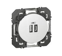 Double chargeur USB 1 Type-A + 1 Type-C DOOXIE 3A finition blanc