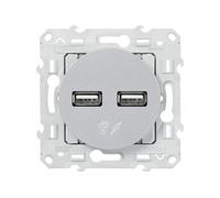 Schneider Electric - Double chargeur USB 2,1A 5V - aluminium - Odace - Schneider G