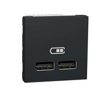 Double chargeur USB type A, 5Vcc 1A + 2,1A, anthracite, Unica pro Schneider Electric