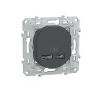 Double chargeur USB A+C 1 poste Ovalis Anthracite Schneider