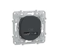 - Double chargeur USB C 12W anthracite encastré - Ovalis - Schneider