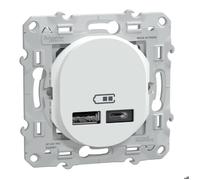 Schneider Electric - Double chargeur USB C 12W Blanc - Ovalis