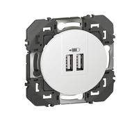 Double chargeur USB Type-A DOOXIE 2,4A finition blanc