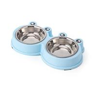 Double chien pour bols en acier inoxydable de qualité supérieure avec station en plastique mignonne mangeoire pour animaux de compagnie facile à nettoyer