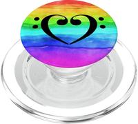 Double clé de Basse cœur Arc-en-Ciel Aquarelle Vagues Love Bassist PopSockets PopGrip pour MagSafe